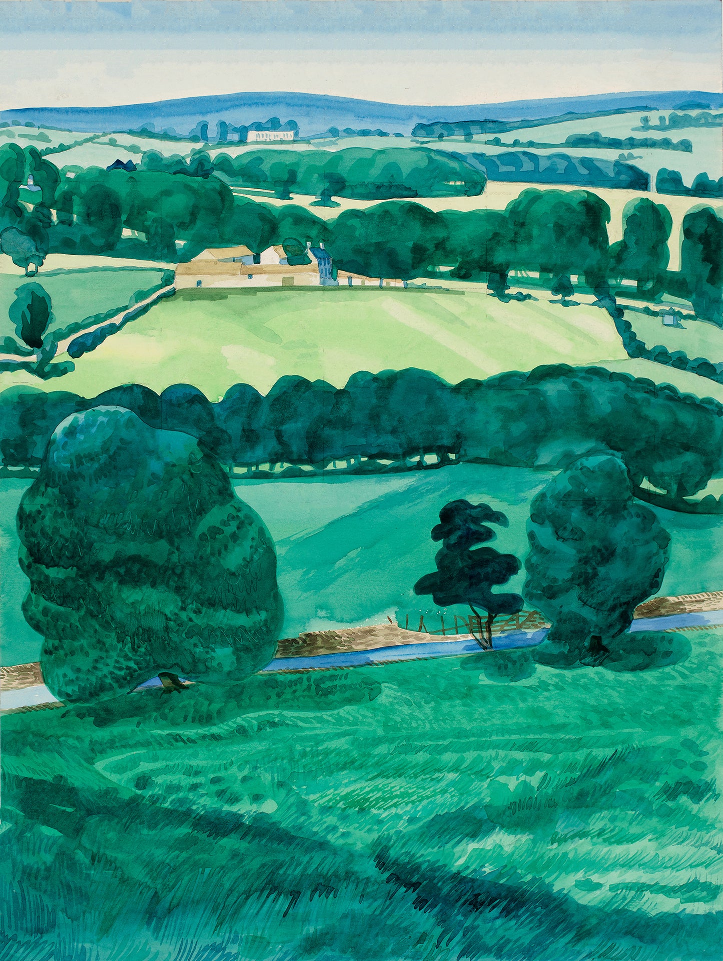 “View from the Beacon II” by Melvyn Robinson – watercolour capturing South Yorkshire’s landscape in light and detail.