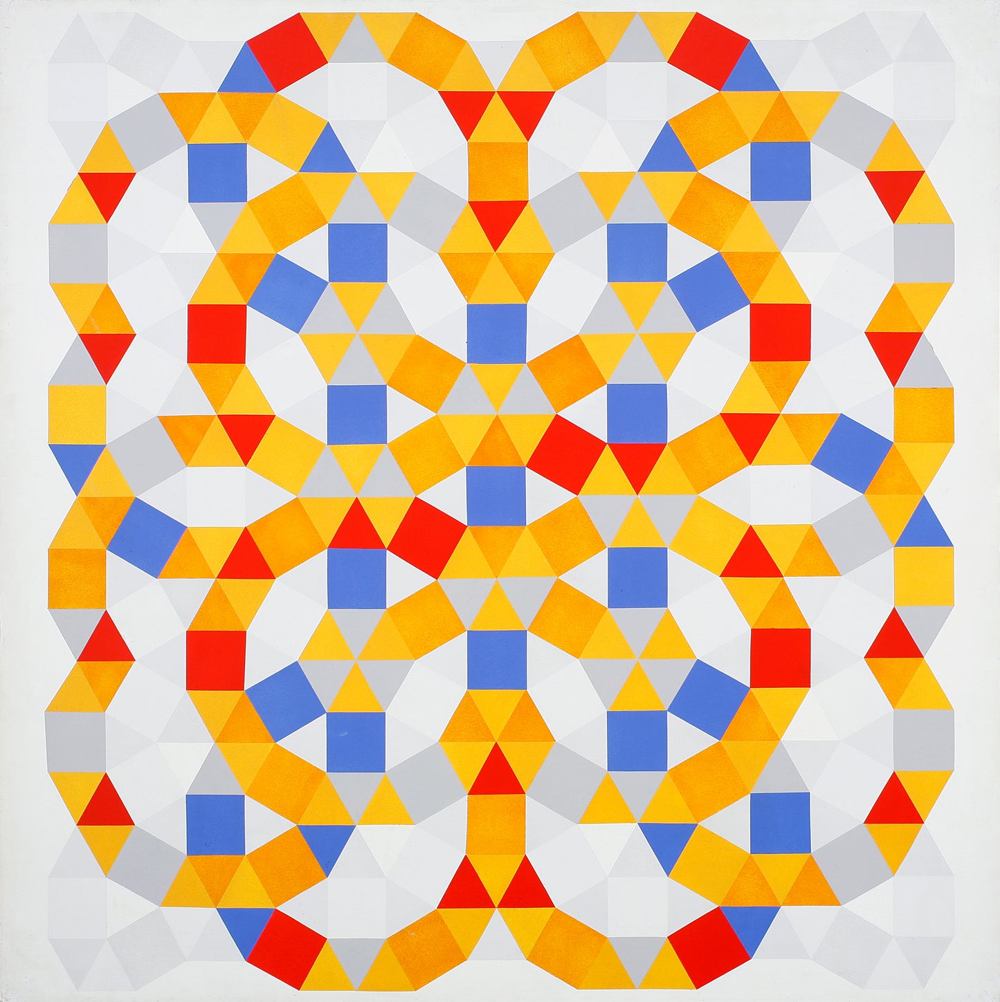 Melvyn Robinson, 'Boogie-Woogie,' acrylic on board, featuring bold geometric tessellations and vibrant colours, inspired by the lively rhythms of blues and boogie-woogie music.