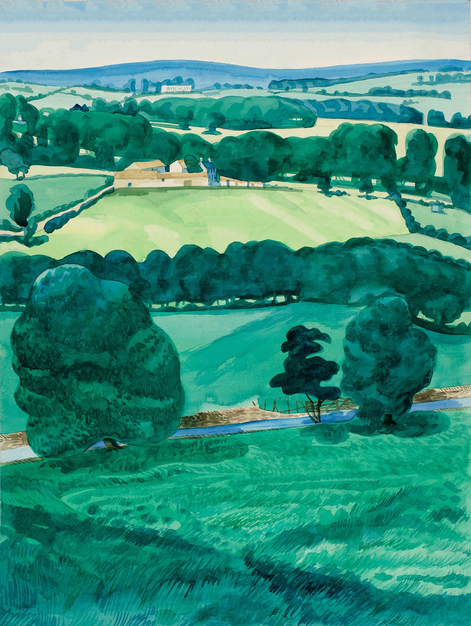 “View from the Beacon II” by Melvyn Robinson – watercolour capturing South Yorkshire’s landscape in light and detail.