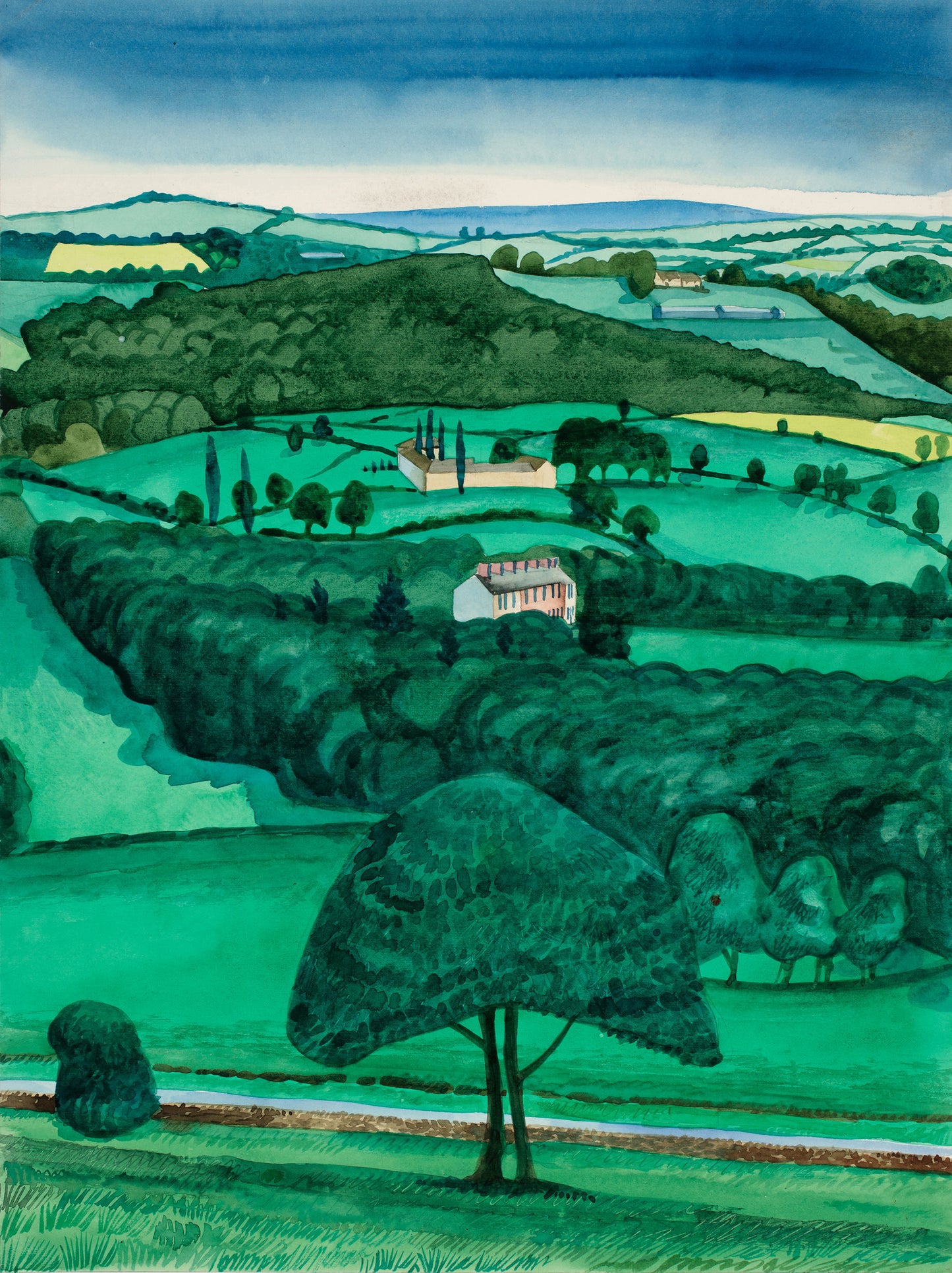 “View from the Beacon I” by Melvyn Robinson – watercolour capturing South Yorkshire’s landscape in light and detail.
