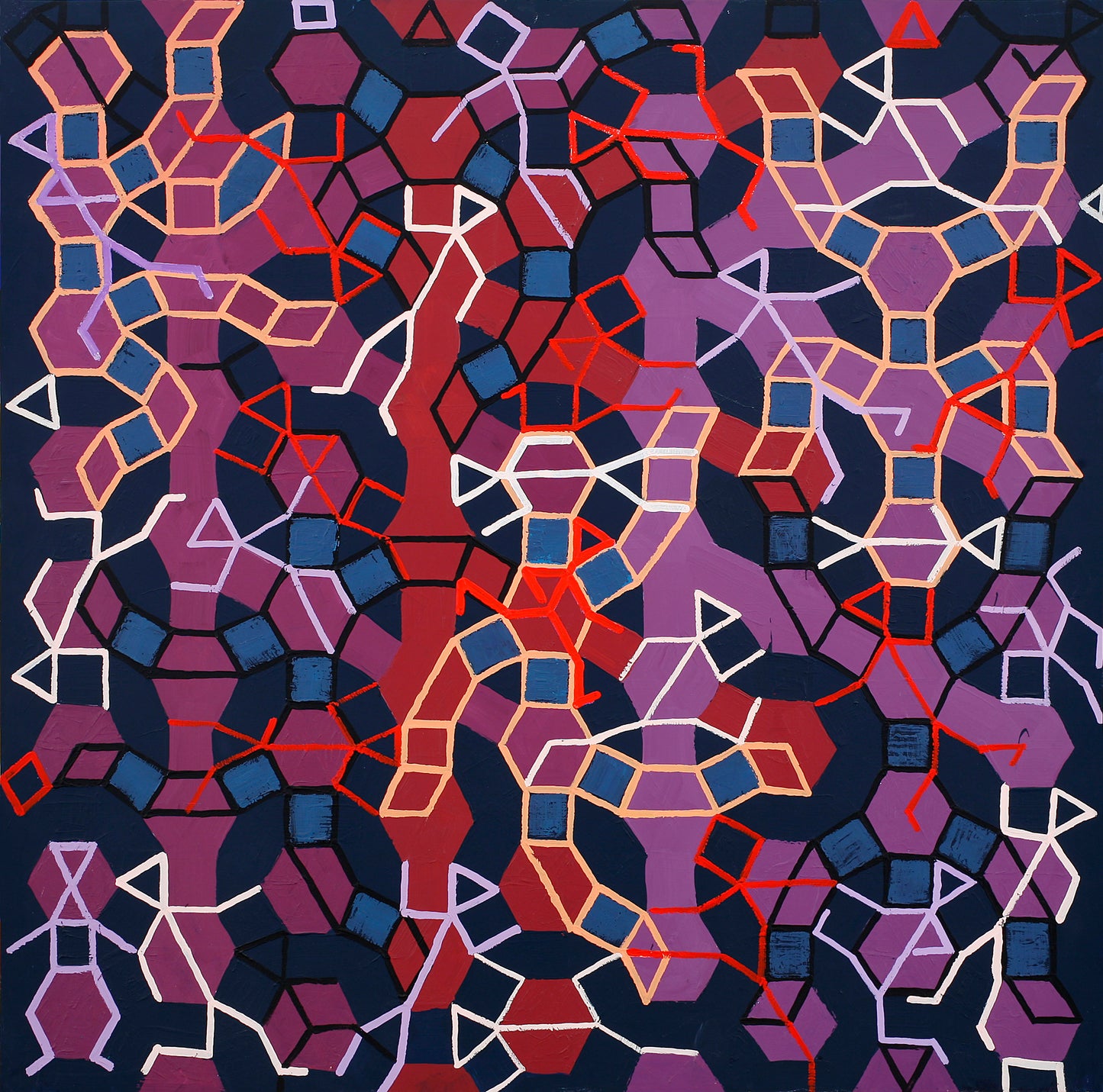 Melvyn Robinson, 'Homage to A.R. Penck,' oil on board, reinterpreting A.R. Penck's iconic works in Robinson's distinctive style, a must-have for art enthusiasts.
