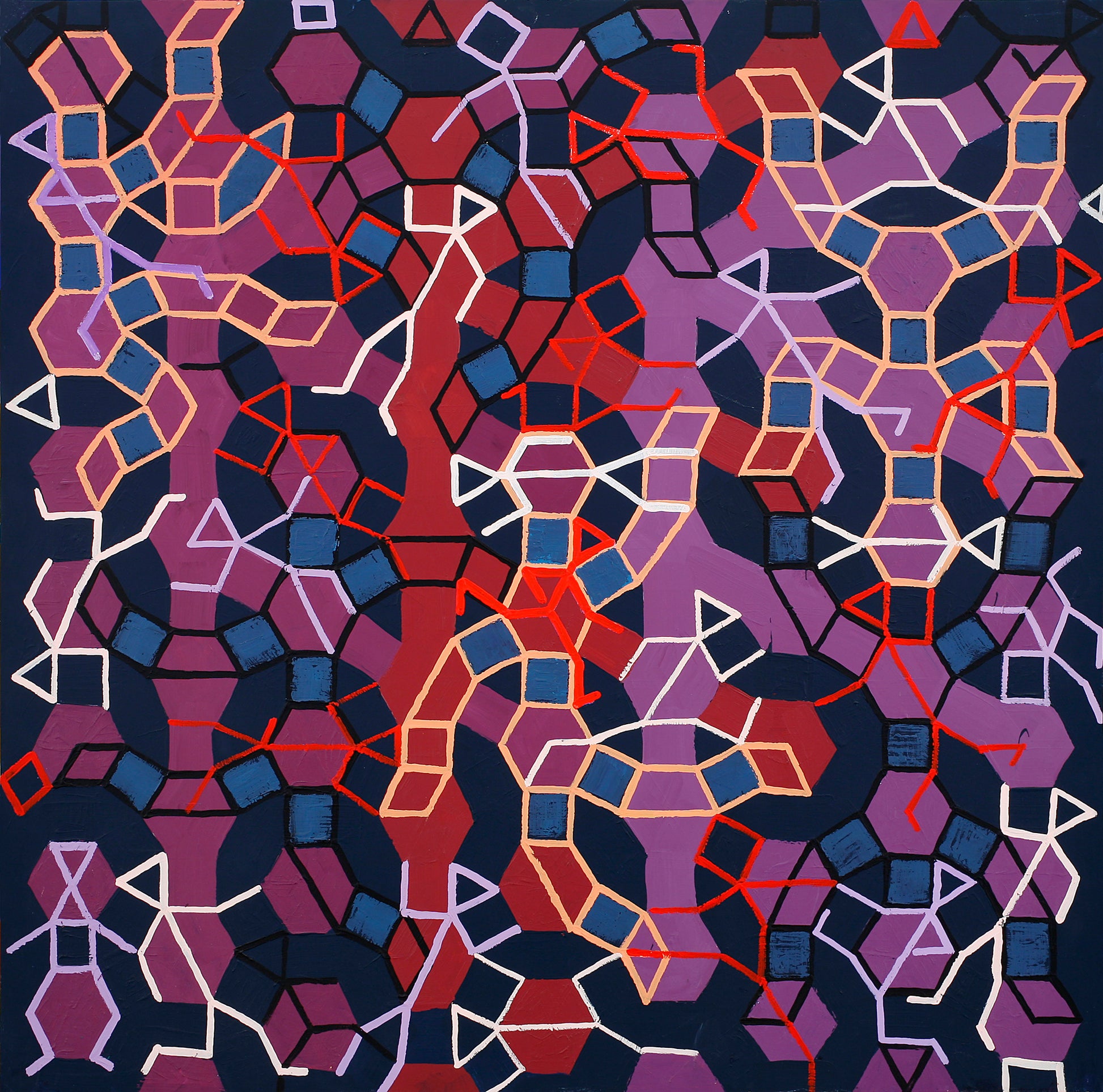 Melvyn Robinson, 'Homage to A.R. Penck,' oil on board, reinterpreting A.R. Penck's iconic works in Robinson's distinctive style, a must-have for art enthusiasts.